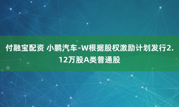 付融宝配资 小鹏汽车-W根据股权激励计划发行2.12万股A类普通股